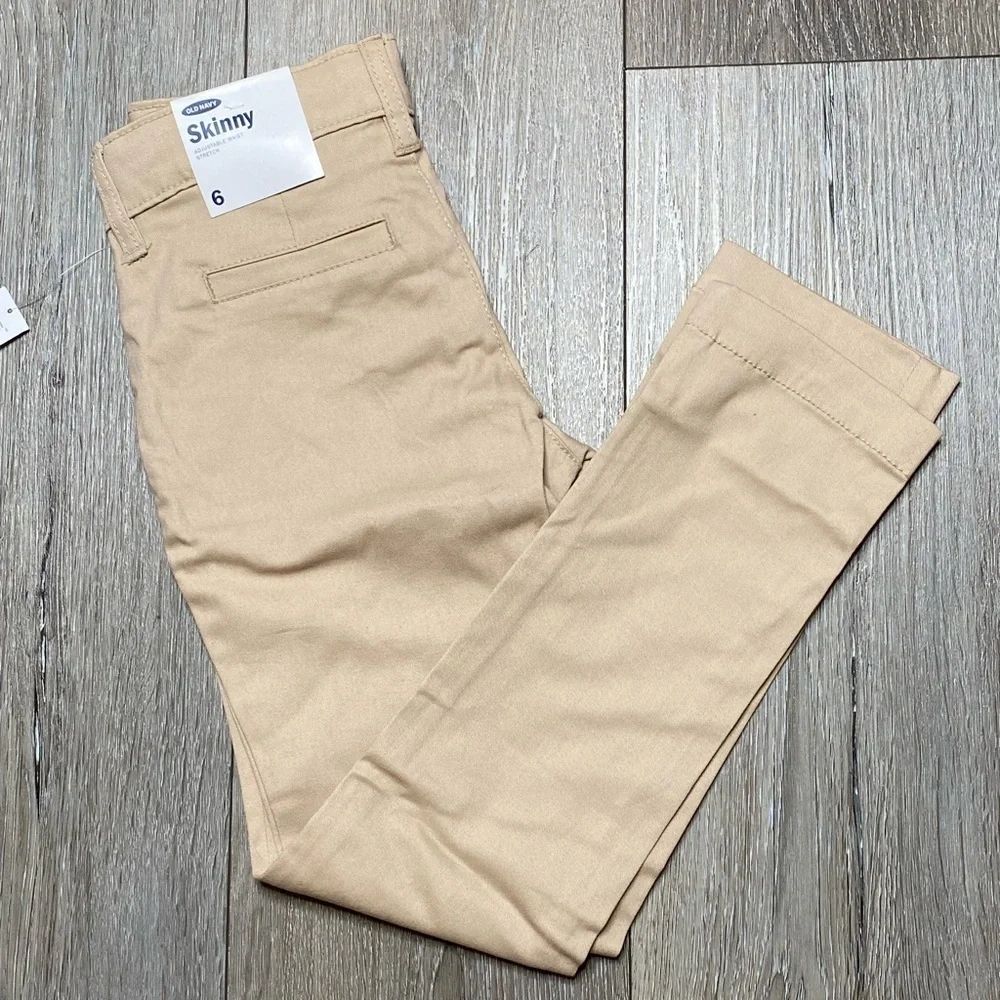 Old Navy Girl School Uniform Kaki Stretch Skinny Adjustable Waist Pants Size 6
